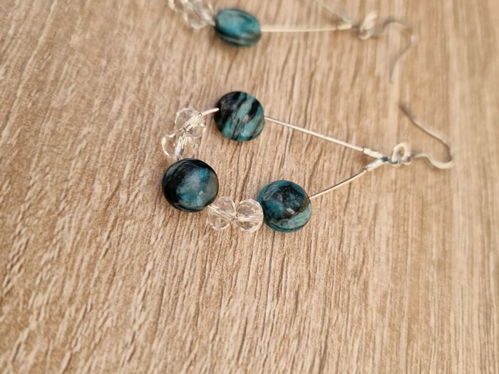 Boucles D'oreilles Apatite Cristal Acier - photo numéro 11