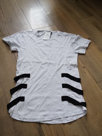 T-shirt blanc et noir pour homme uni manches courtes L Addict tâché