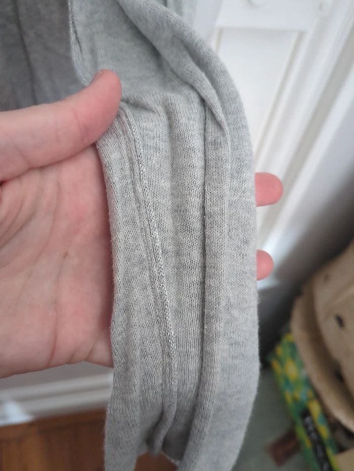 Gilet long gris argent colline grossesse maternité 42-44 coton soie - photo numéro 2