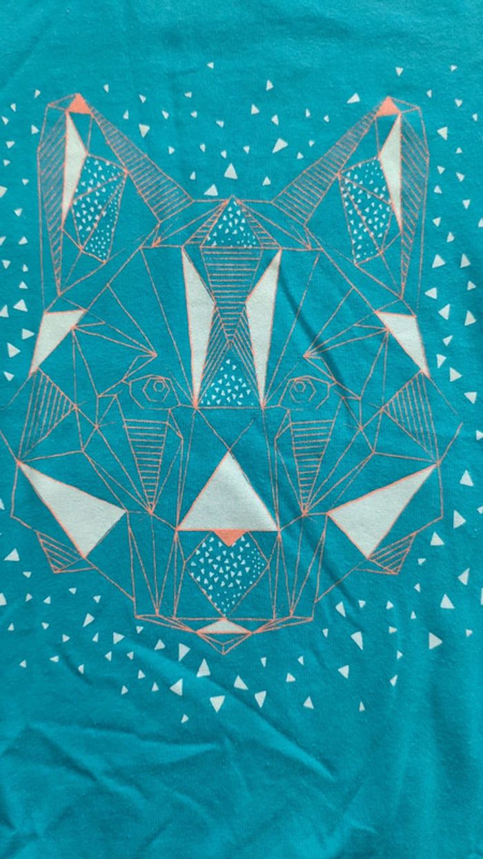 T-shirt manches courtes tigre bleu turquoise 8 ans queshua - photo numéro 2