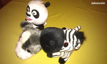 lot de 3 peluches animaux