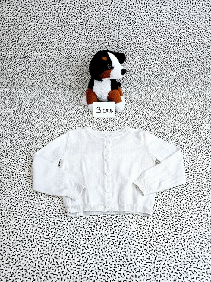Gilet manches longues blanc cérémonie mariage baptême bébé fille 3 ans 36 mois