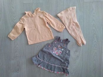 Ensemble 3 pièces robe haut et collants 6 mois