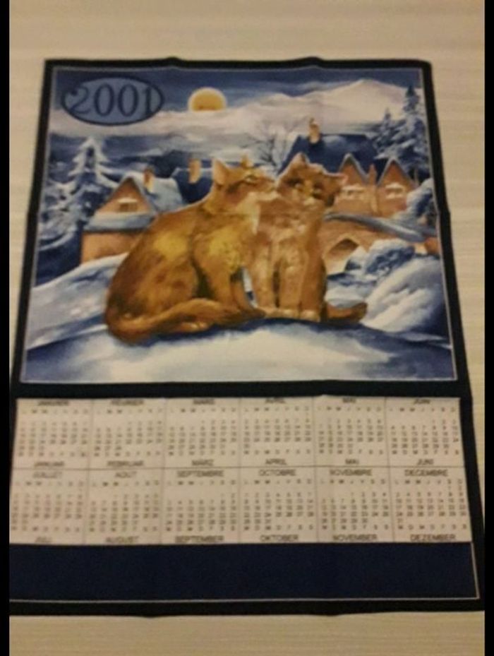 Calendrier tissus 2001 chats