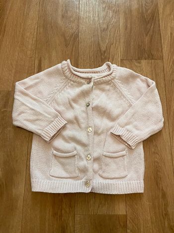 Gilet rose pale bébé fille 3/6M