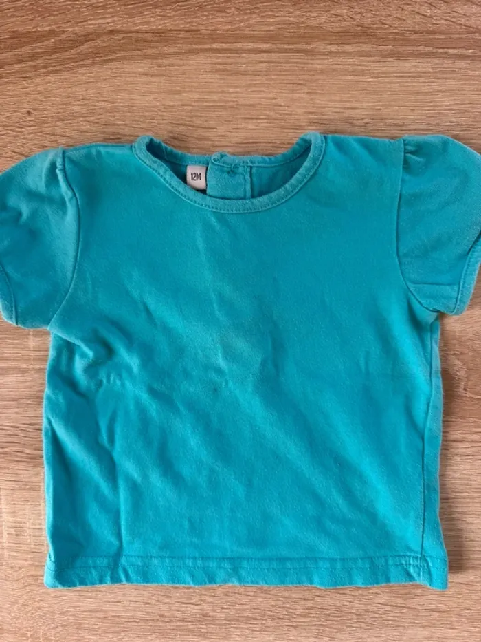 T shirt bleu turquoise 12 mois TBE - photo numéro 2