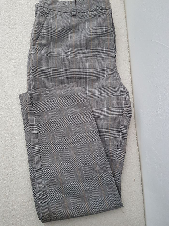 Pantalon femme motifs Prince de Galles gris Massimo Dutti taille 42