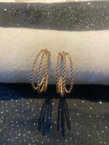 Boucles d'oreilles dorées 35mm triple