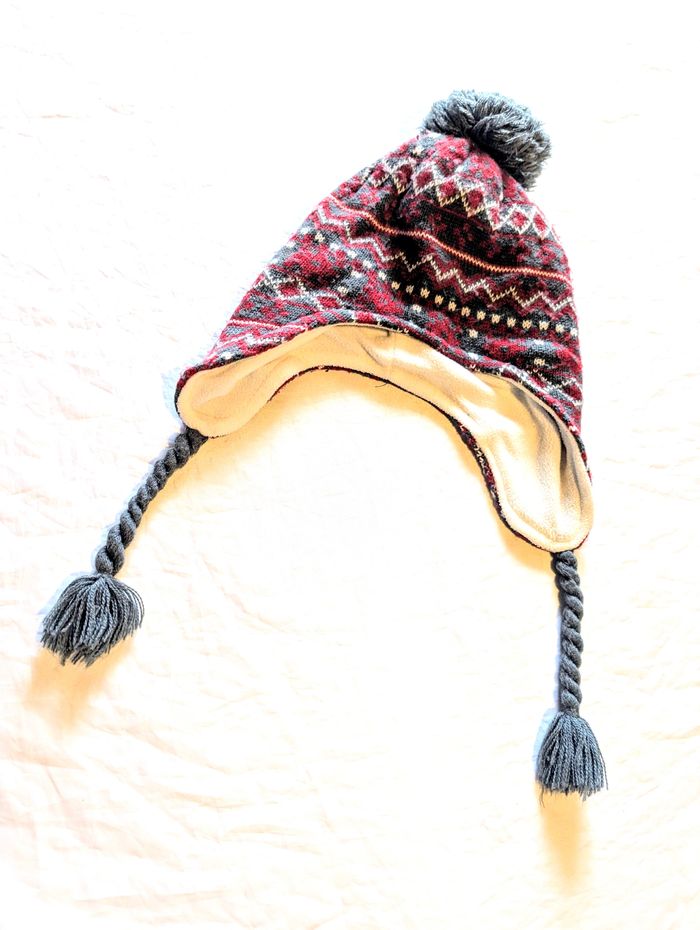Bonnet Orchestra Cache Oreilles Péruvien Formes Géométriques Tresses Pompon Accessoire Enfants Ados - photo numéro 4