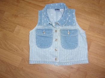 Veste GENUINE BLUES jean 2 bleus effet dentelle taille 7 ans TBE