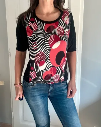 Blouse graphique & dentelle Armand Thiery – T38/M