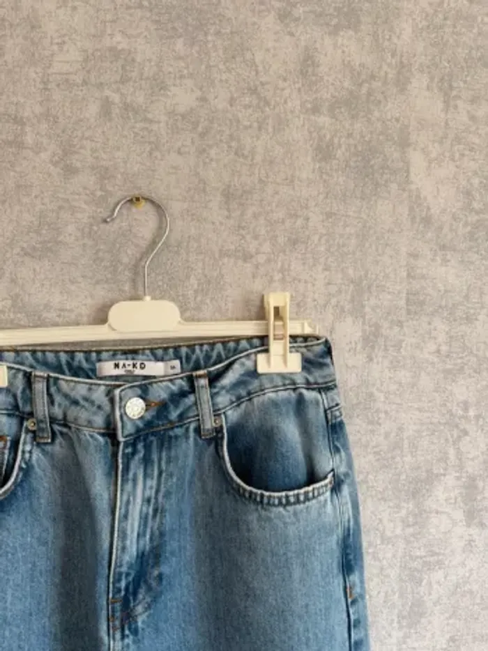 jean large à trous taille haute bleu NA-KD taille 36 - photo numéro 3