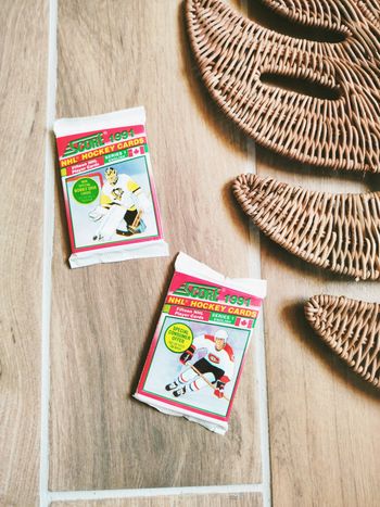 🏒 Lot 2 boosters paquets de cartes de Hockey américain Nhl Score 1991 Made in USA REF6