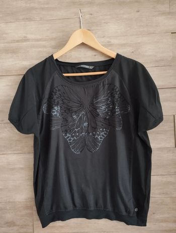 Blouse Bonobo noir devant transparent motif papillon TS