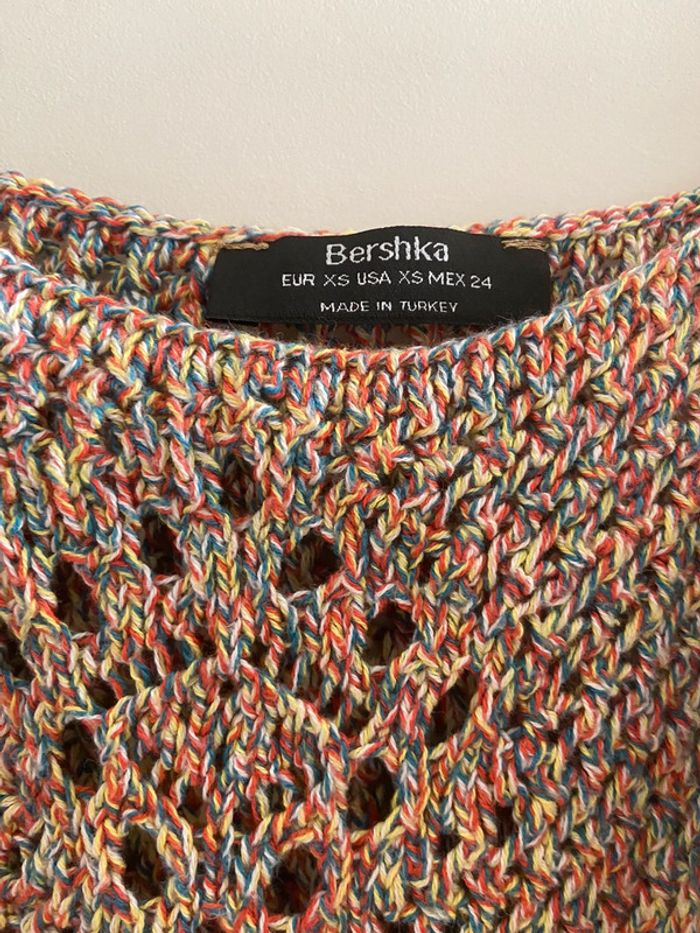 Crop top en maille ajouré multicolore - photo numéro 3