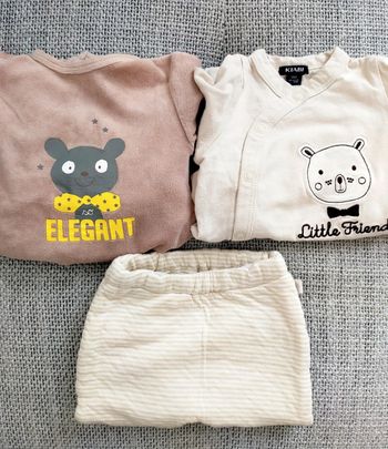 Lot idéal naissance: 3 pièces (pyjama et pantalon à pieds)