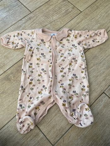 Pyjama Petit Bateau velours rose à fleurs - 1M-54cm