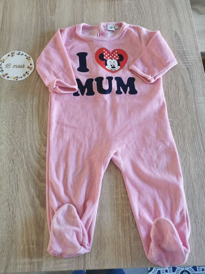 Pyjama en velour rose minnie bébé fille 18mois disney