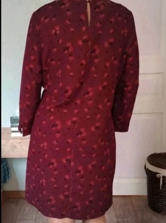Robe  tunique  -  Bordeaux  fleurie -  Camaïeu  - M  -  Comme Neuve - photo numéro 3