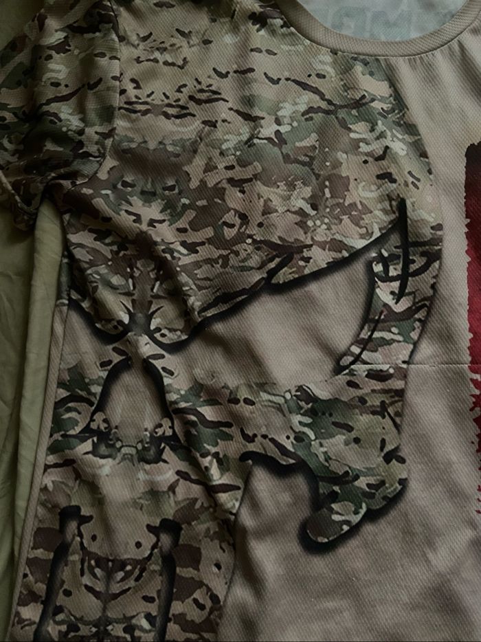 T-shirt camouflage Punisher US Flag militaire streetwear - photo numéro 2