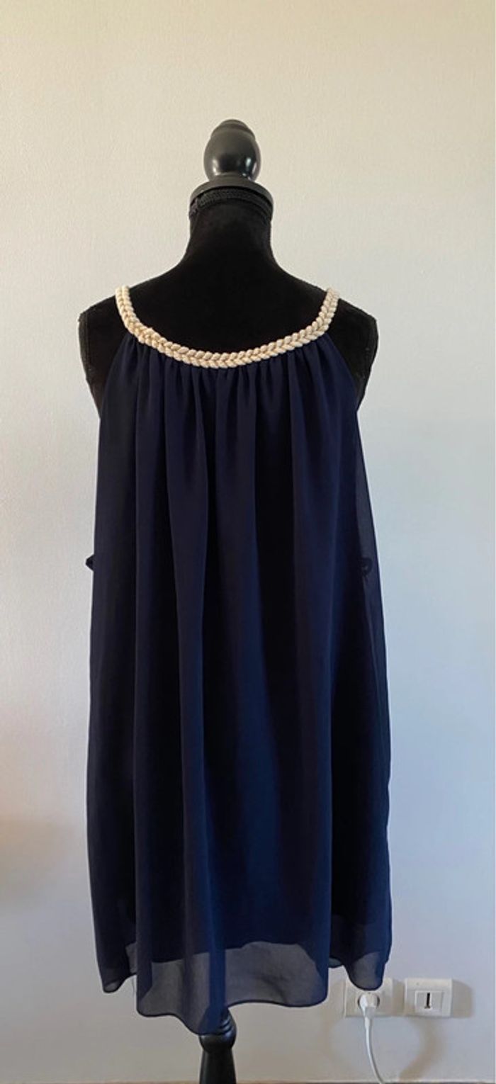 Robe été Made in France fluide marine dorée avec col tressé taille S / M - photo numéro 7