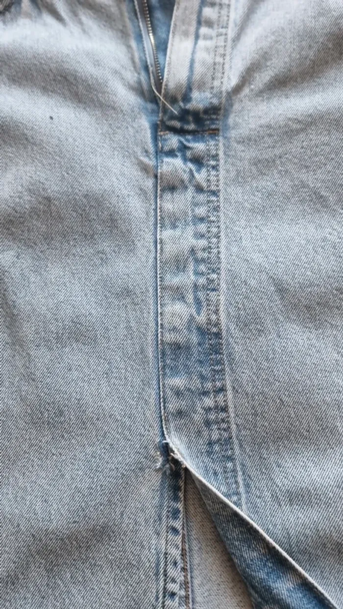 Jupe en jean mi longue denim claire - photo numéro 2