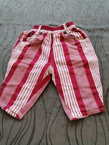 Pantalon rayé rouge et blanc 6 mois