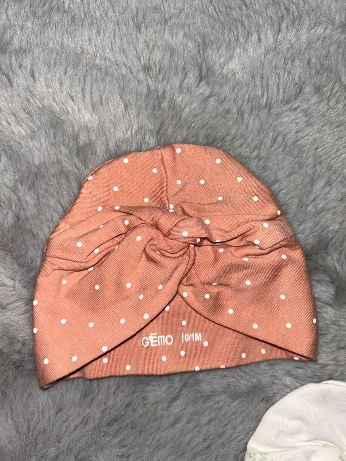 Lot de 2 bonnets rose et blanc - 0/1 mois - Gémo - photo numéro 2