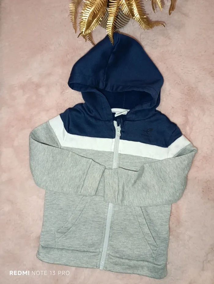 Gilet survêtement gris blanc bleu marine energetics 4 ans - photo numéro 2