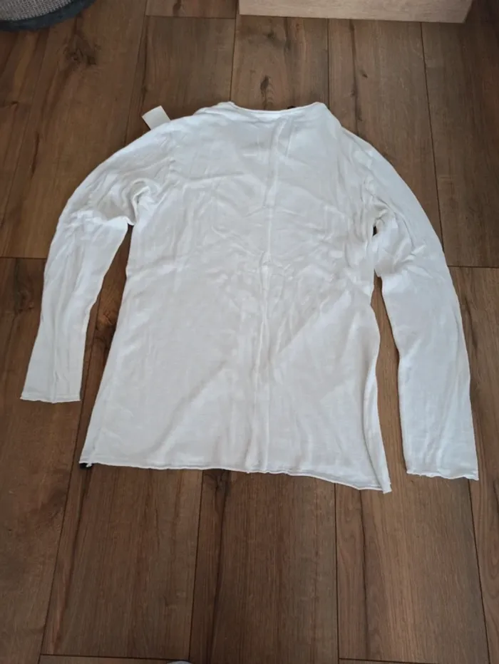 Pull fin homme blanc uni manches longues XL - photo numéro 2