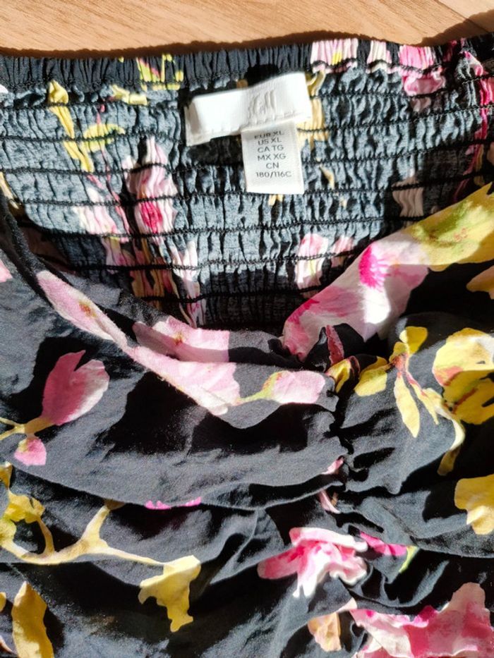 top à manches bouffantes fleuri lot de 2 h&m neuf taille XL - photo numéro 2