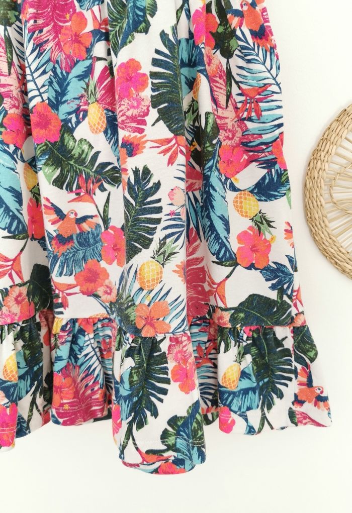 Robe d'été tropicale fleurie perroquet volantée et smockée C&A 5 Ans - photo numéro 8