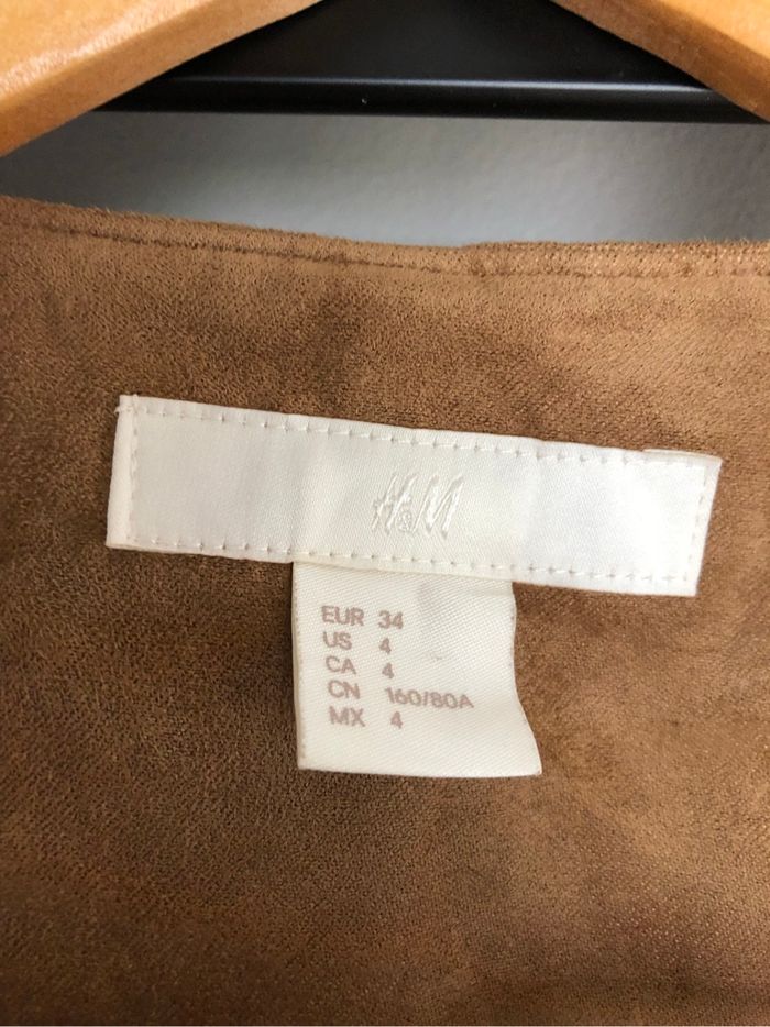 Veste mi longue daim - beige foncé/marron clair - H&M 34 - photo numéro 3