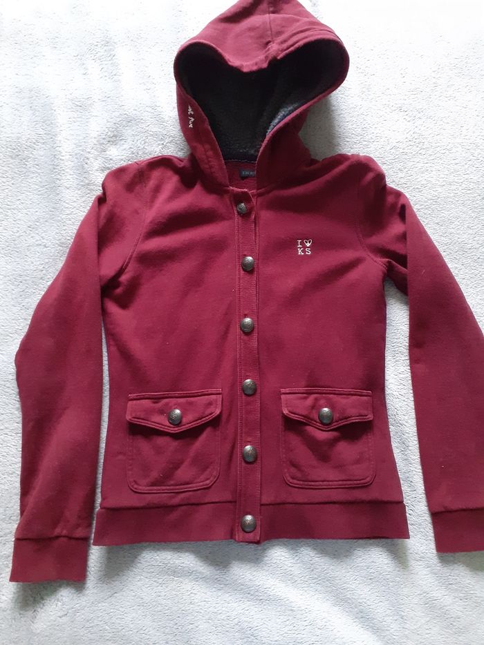 Veste fille molletonnée à capuche 14 ans rose foncé