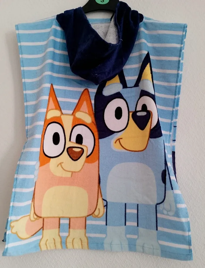 Cap de bain poncho serviette bluey