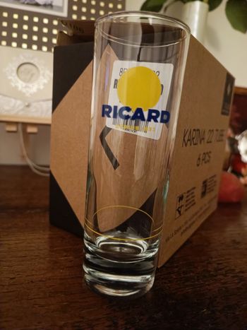 Lot de 6 verres tubes Ricard neufs 