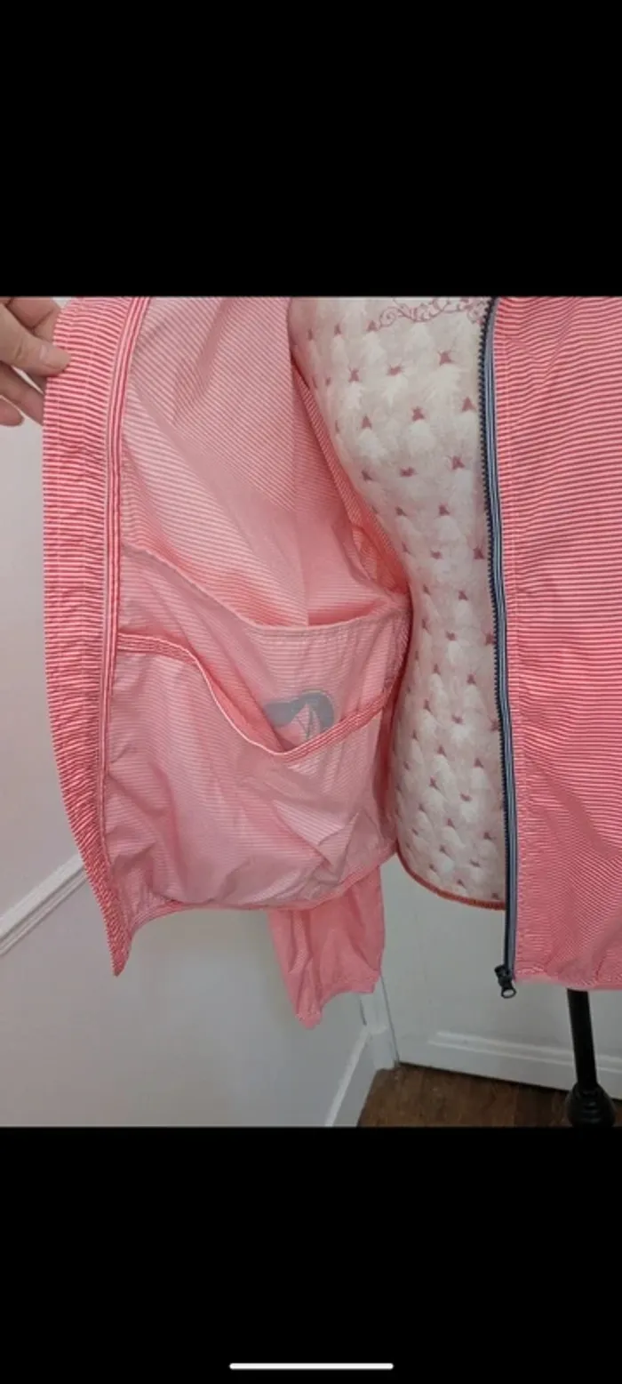 Coupe vent imperméable  rayé rouge et blanc Petit Bateau L - photo numéro 5