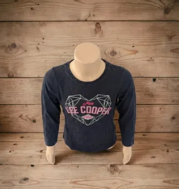 T-shirt manches longues Lee Cooper - 6 ans - Bleu Marine & Cœur