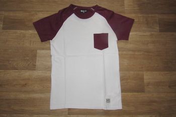 TEE SHIRT MC BLANC ET BORDEAUX "BIZZBEE" - TAILLE XS - n°11