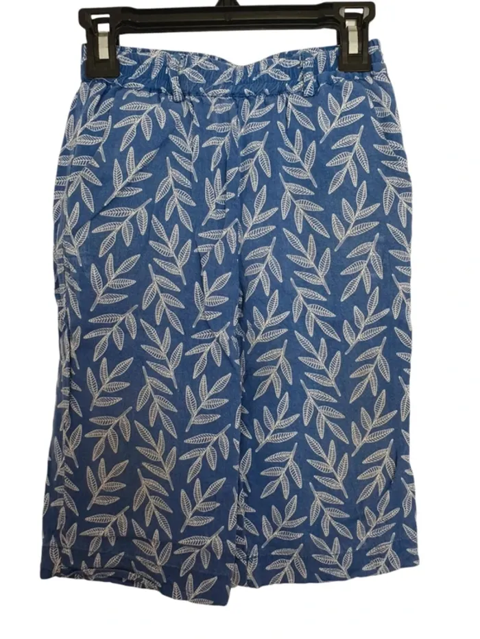 Pantacourt bleu blanc okaidi enfant fille taille 5 ans