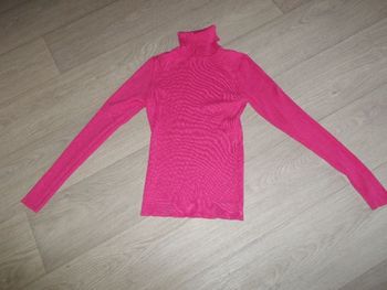 Pull AMISU rose fuchsia fluo col roulé taille L TBE