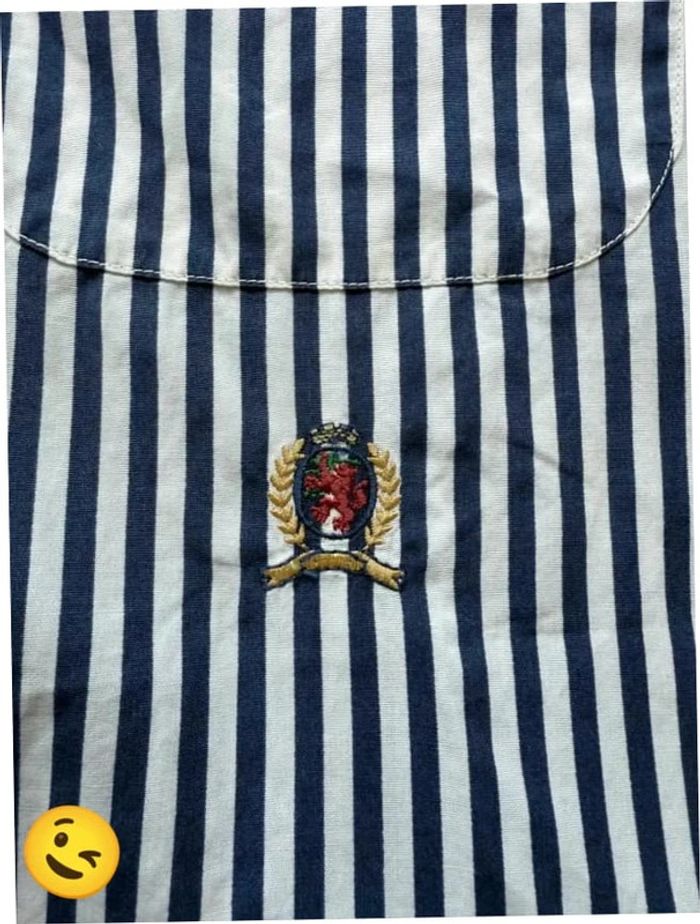 Chemise Tommy Hilfiger manche longue Taille XL bleu blanc Homme Men CHE82 - photo numéro 4