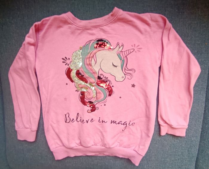 Pull fille hiver licorne sequin 10 ans - photo numéro 3