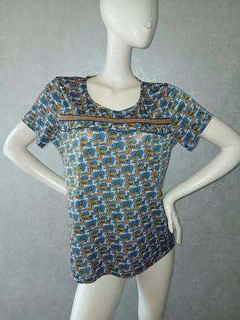 tee shirt bleu et coloré cache cache taille 42