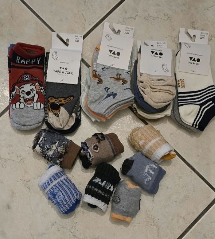 😍🤩💙 lot socquettes et chaussettes 23/26 et 24/26 garçon 💙🤩