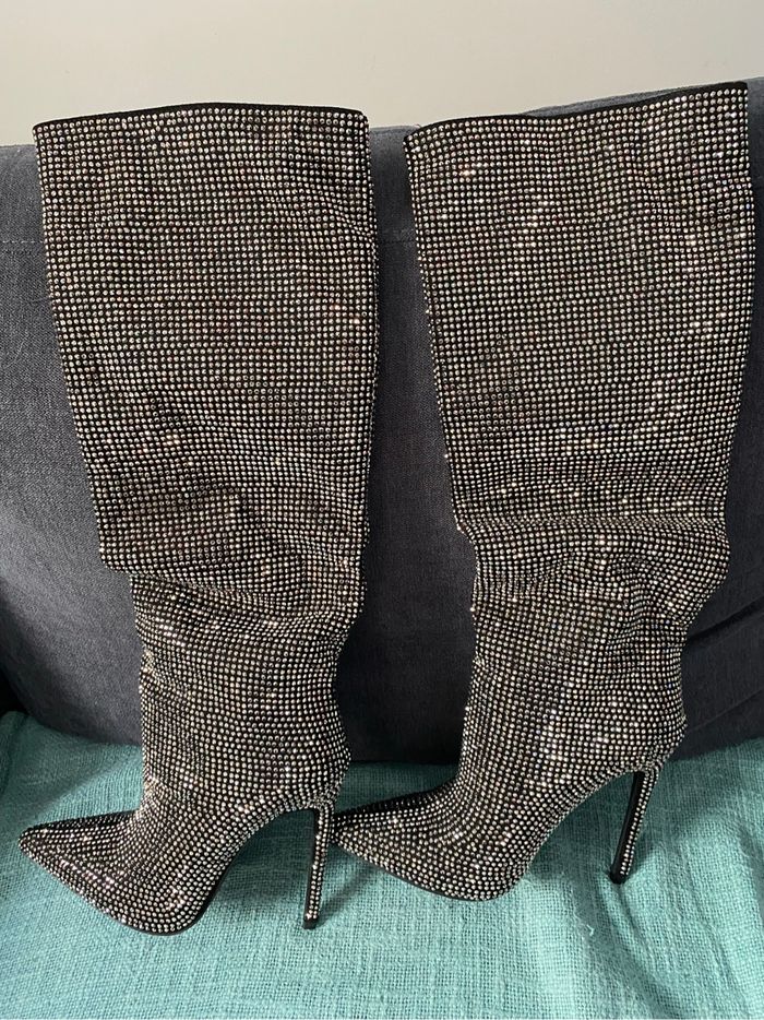 Bottes à talons strass