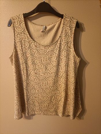 Débardeur beige à motif géométrique fleur