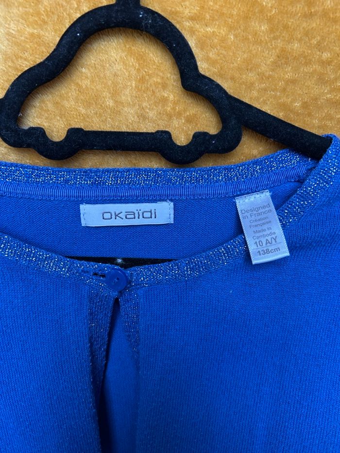 Gilet fille bleue pailletée - Okaïdi - 10 ans - photo numéro 2