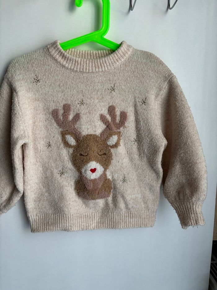 Pull chaud beige imprimé renne 2/3 ans fille Zara - photo numéro 3