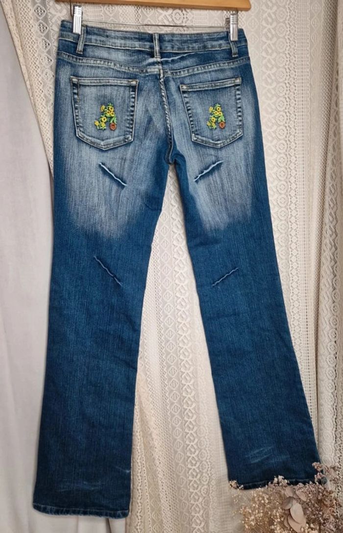 SOLDÉ - Jean droit brodé évasé Sweet Lolita taille 40/42 - photo numéro 6